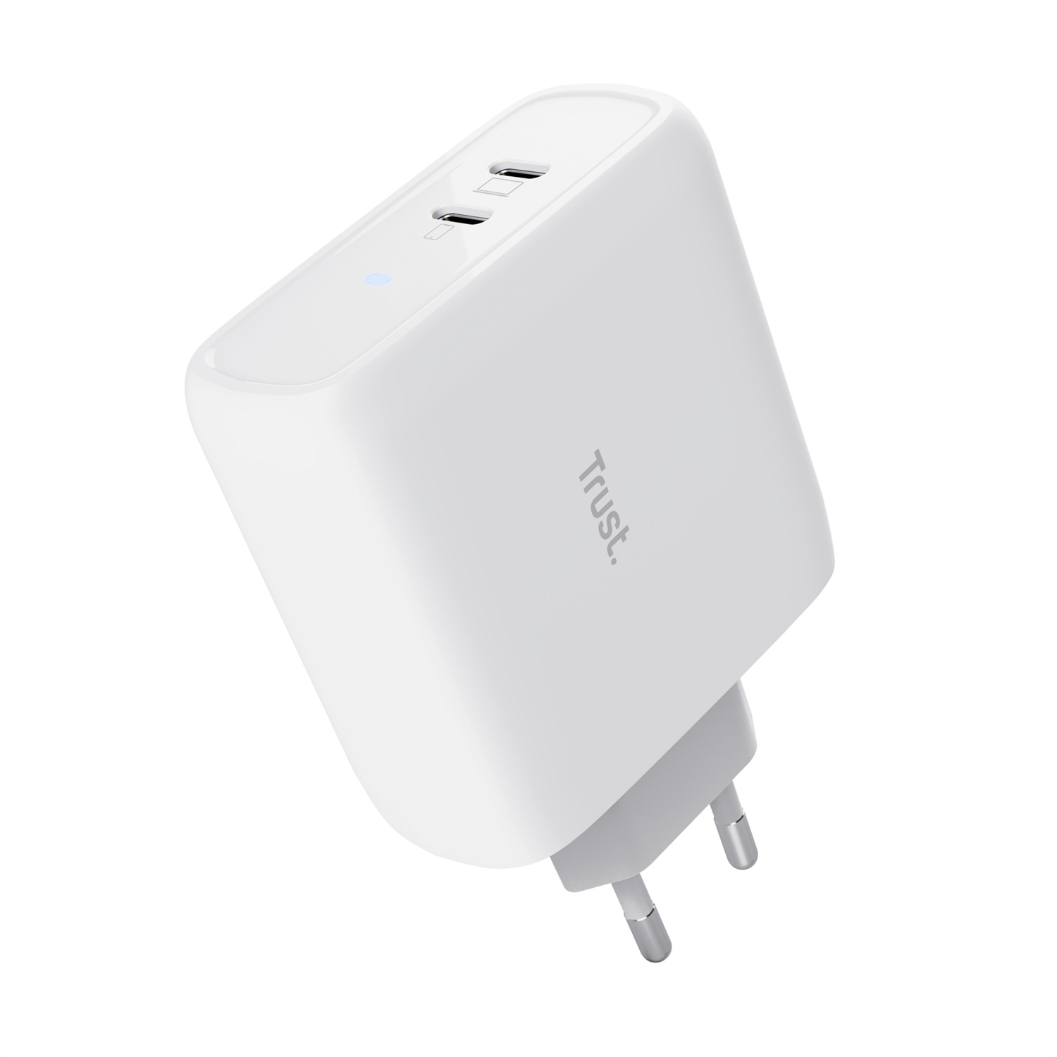 Trust Maxo Caricabatterie 65W Bianco con 2 Porte USB-C - Ricarica Rapida e Design Ecologico