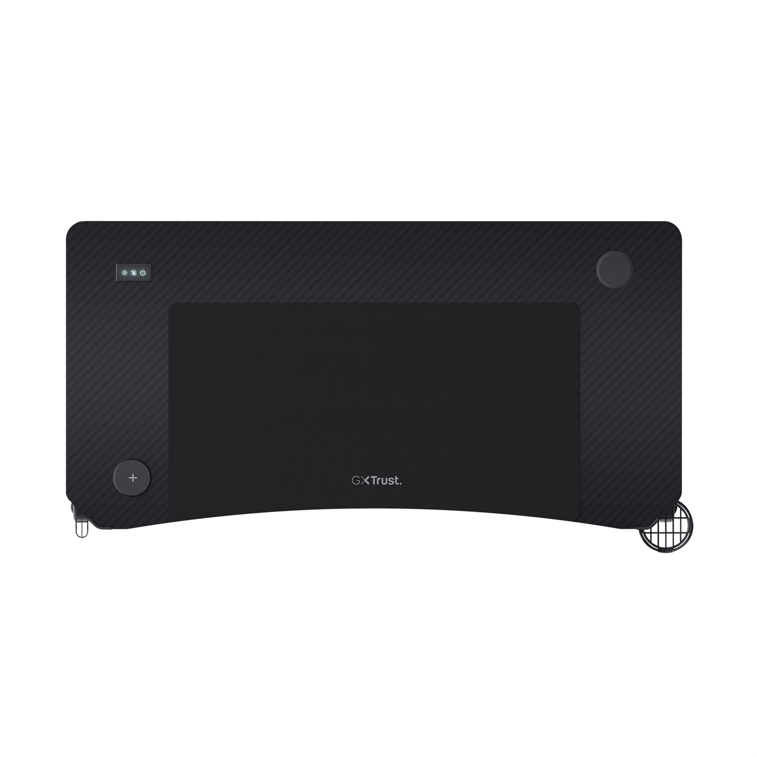 Trust GXT 710 Luminus Pro Scrivania Gaming 120x60 cm con LED RGB, Caricatore Wireless da 10W, Portabicchiere e Gancio per Cuffie, Nero