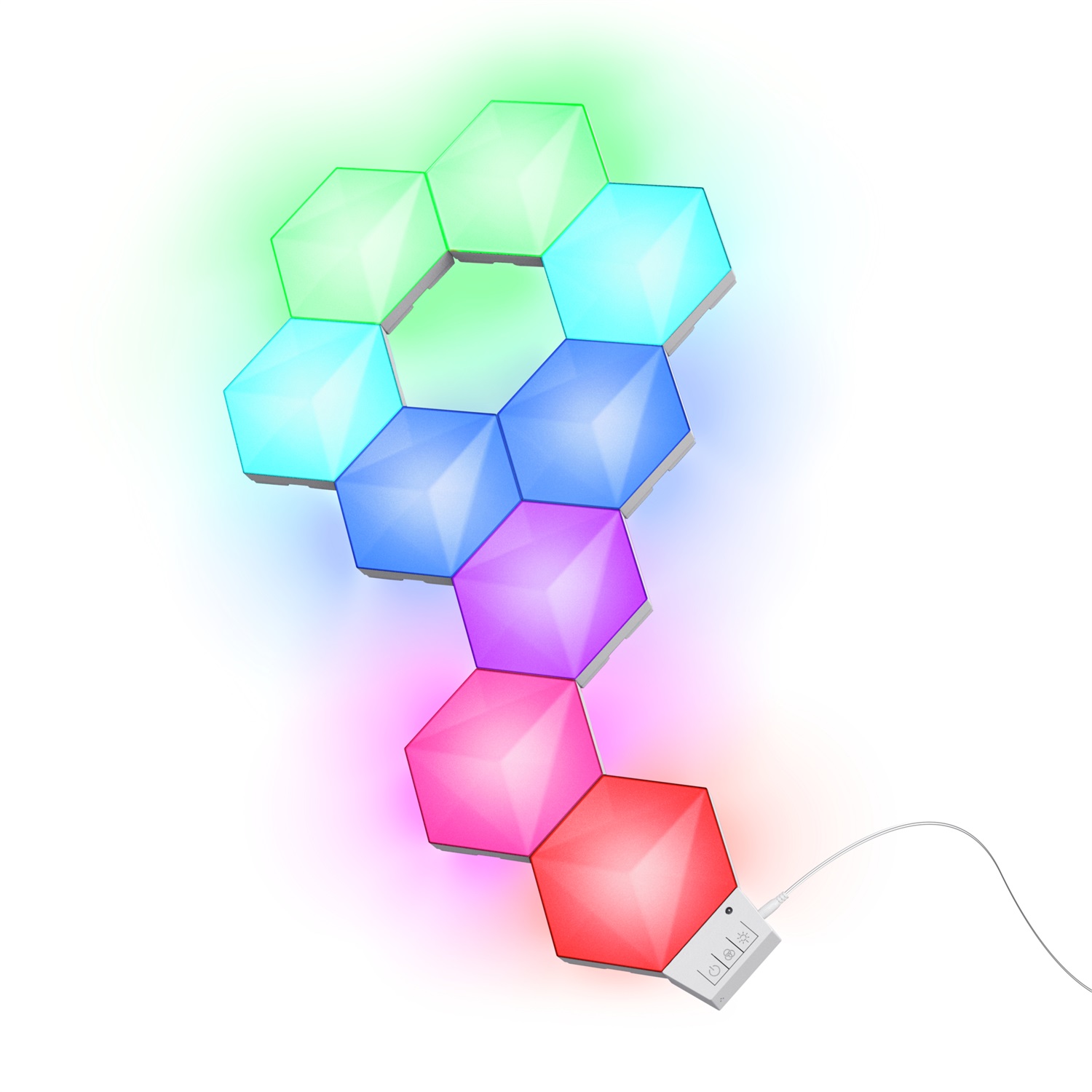 Trust GXT 905 Vybz Pannello LED Esagonale RGB 24W - 9 Pannelli Personalizzabili con Sincronizzazione Musica e Applicazione