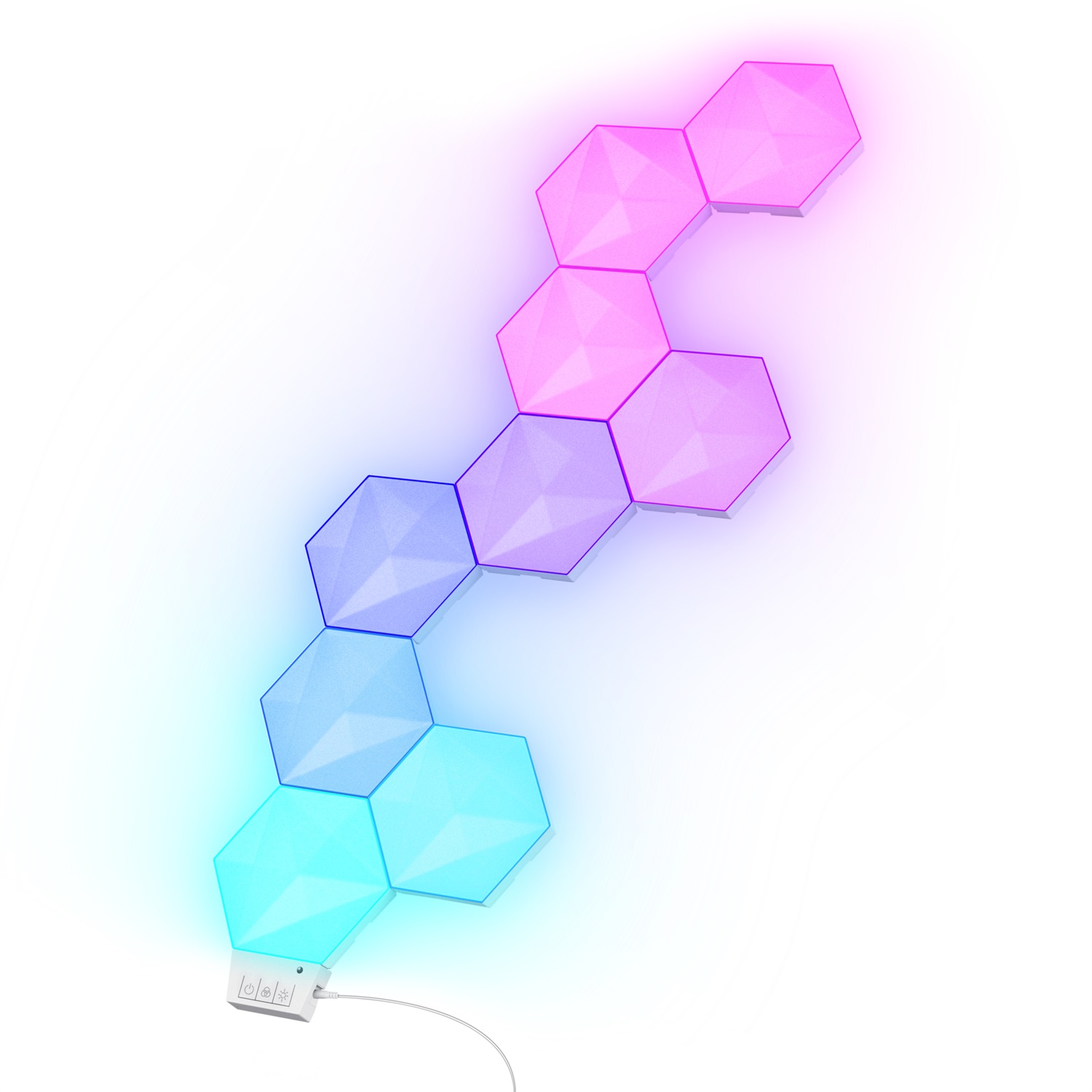 Trust GXT 905 Vybz Pannello LED Esagonale RGB 24W - 9 Pannelli Personalizzabili con Sincronizzazione Musica e Applicazione