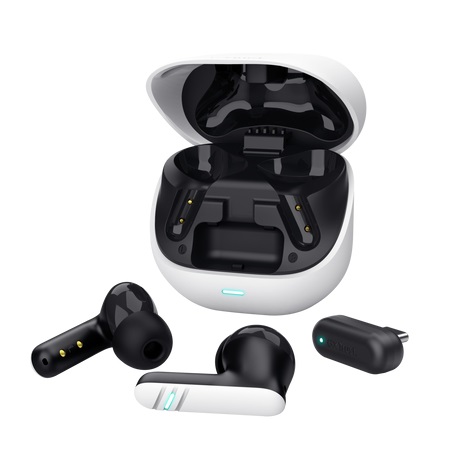 Trust GXT 409 Oxxie Auricolari True Wireless Stereo (TWS) Bluetooth con Ricevitore USB-C, 40 Ore di Autonomia, 4 Microfoni ENC, Bassa Latenza, Bianco