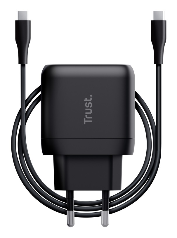 Trust Maxo Caricabatteria USB-C GaN 45W con Cavo da 2m - Nero