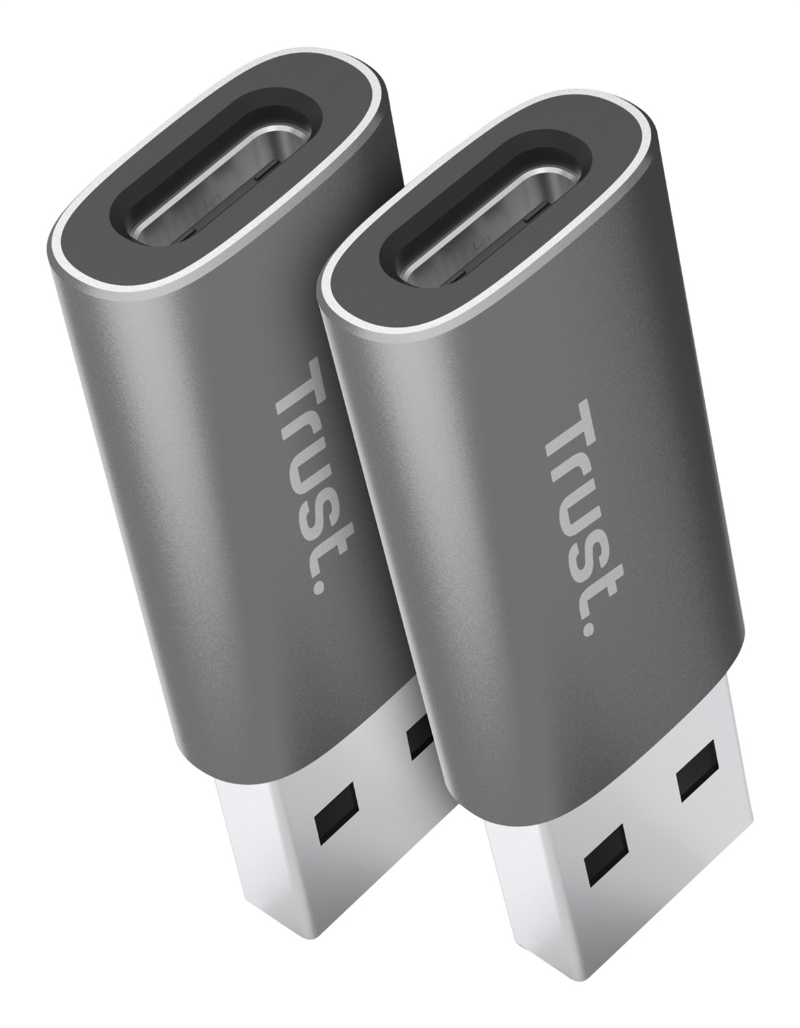 Trust Calyx Adattatore USB-A a USB-C - Confezione da 2, Grigio/Nero