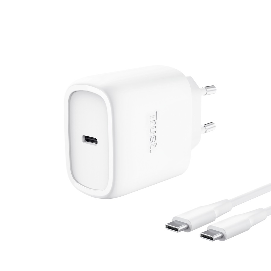 TRUST Caricatore GaN 45W USB-C Bianco per dispositivi Apple - Compatto e leggero