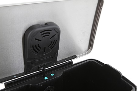 EKO E-Cube Pattumiera a Pedale 50L in Acciaio Inox Rettangolare con Sistema Ammortizzatore e Fissaggio Sacchetti, Argento Opaco