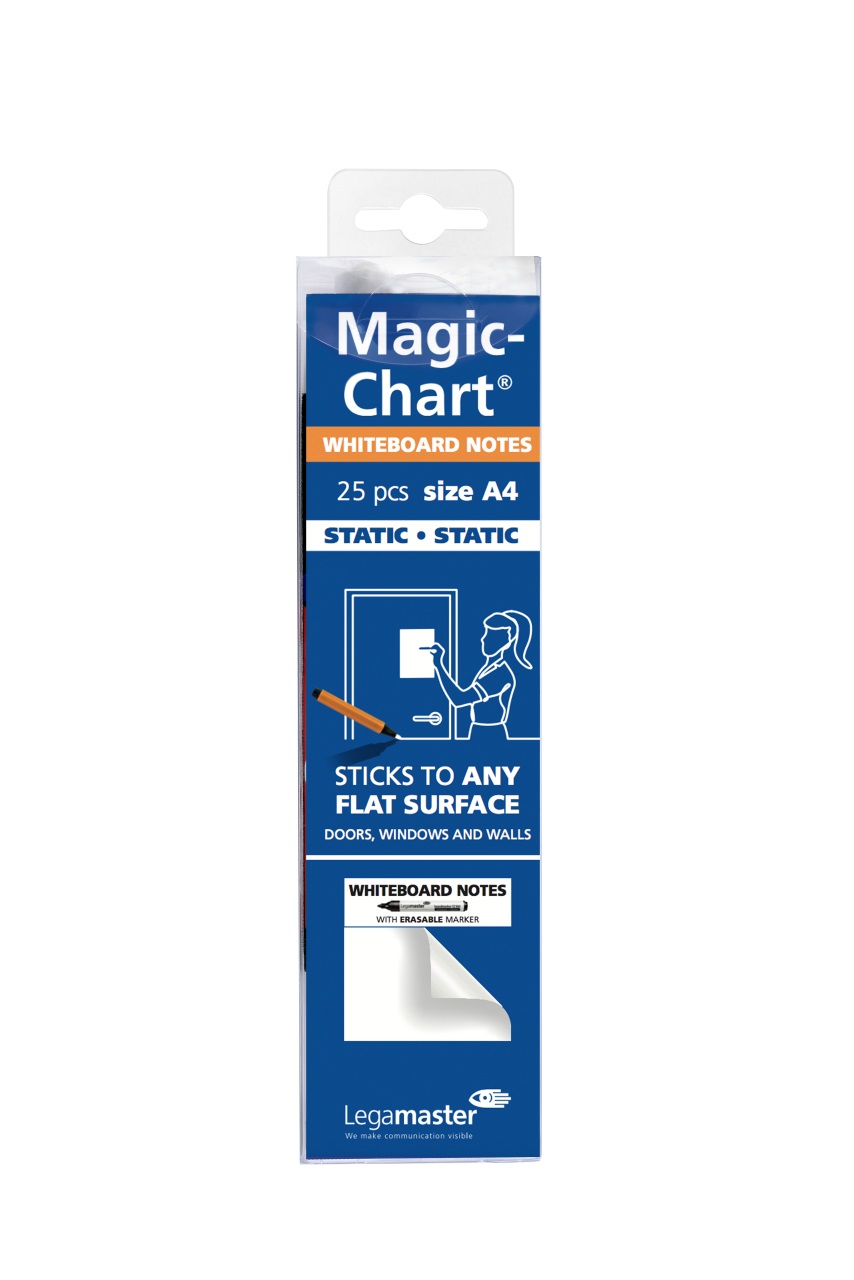 Legamaster Magic-Chart Notes Whiteboard 7-159100-A4 - 25 Fogli Elettrostatici Riposizionabili 20x30 cm Bianco