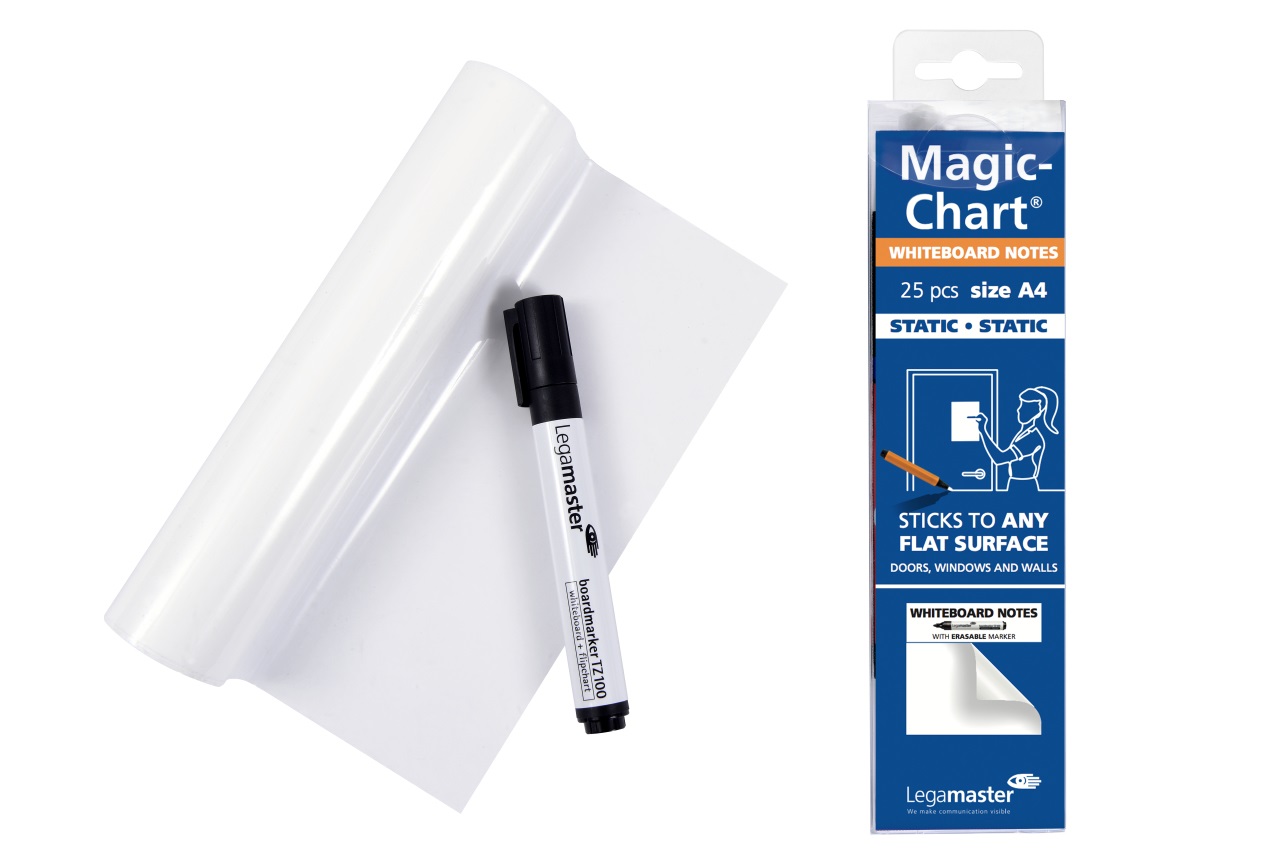 Legamaster Magic-Chart Notes Whiteboard 7-159100-A4 - 25 Fogli Elettrostatici Riposizionabili 20x30 cm Bianco