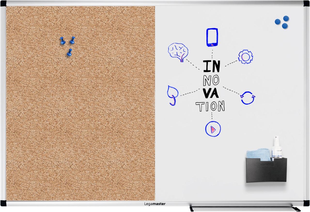 Legamaster UNITE Lavagna Combinata 60x90 cm - Lavagna Bianca Magnetica e Sughero Naturale