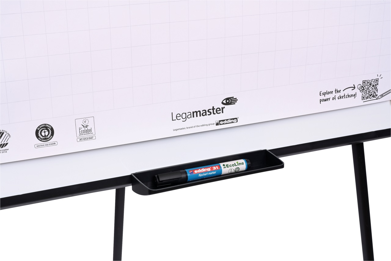 Legamaster SKETCH EASY - Supporto per lavagna magnetica regolabile in altezza con superficie bianca e 5 blocchi di carta