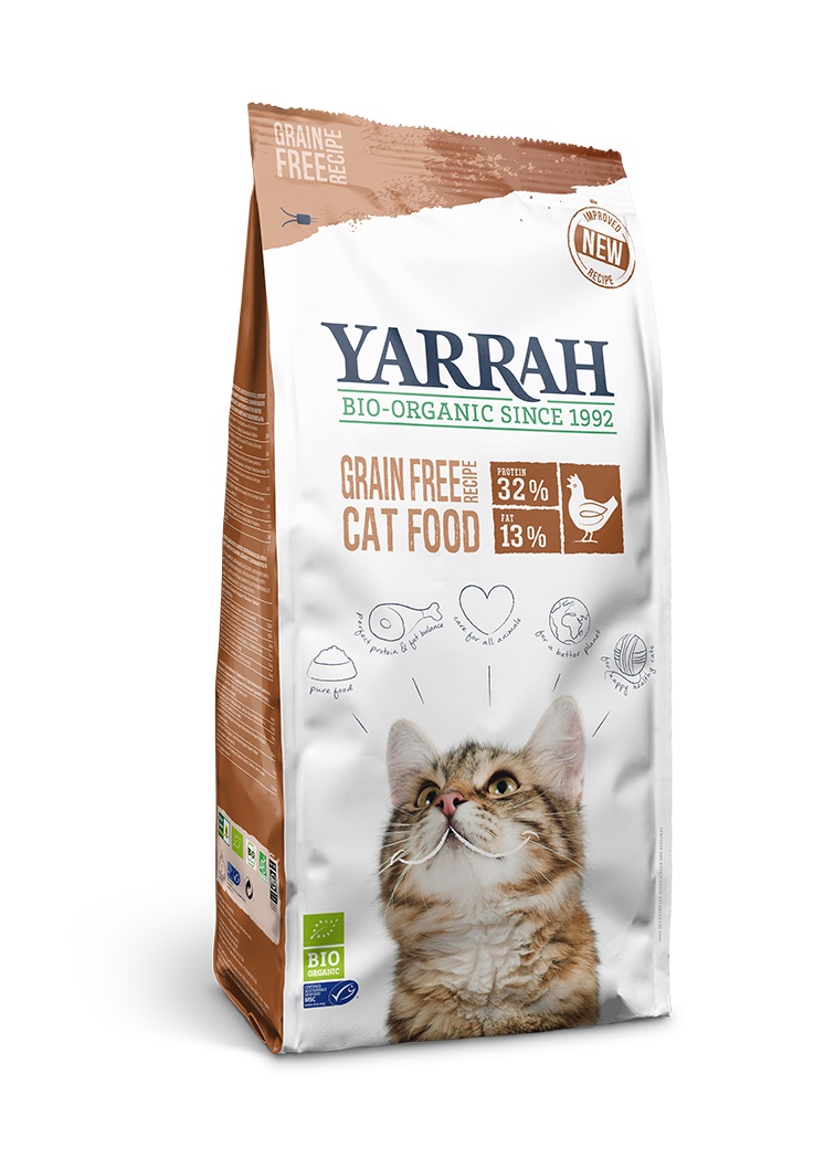 Yarrah Grain-Free Cibo Secco Biologico per Gatti Adulti con Pollo e Pesce - 2,4 kg, Senza Cereali e Privo di Additivi Artificiali