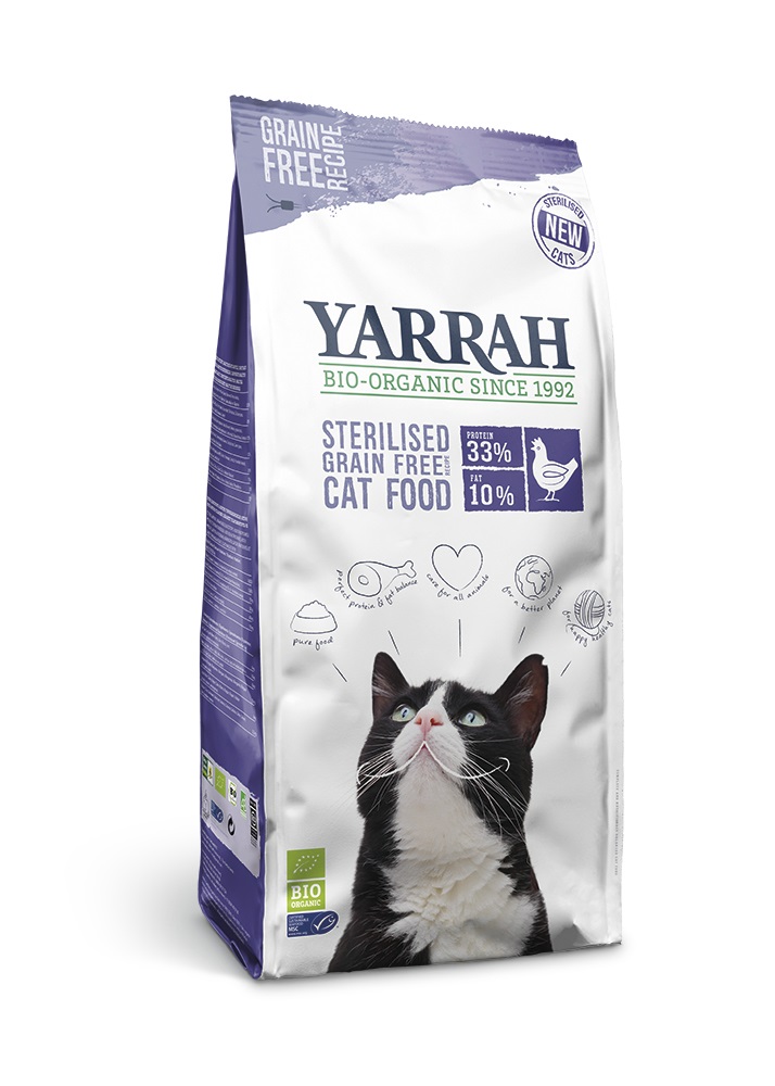 Yarrah Cibo Secco per Gatti Adulto Bio con Pollo 700 g - Sterilised Grain-free