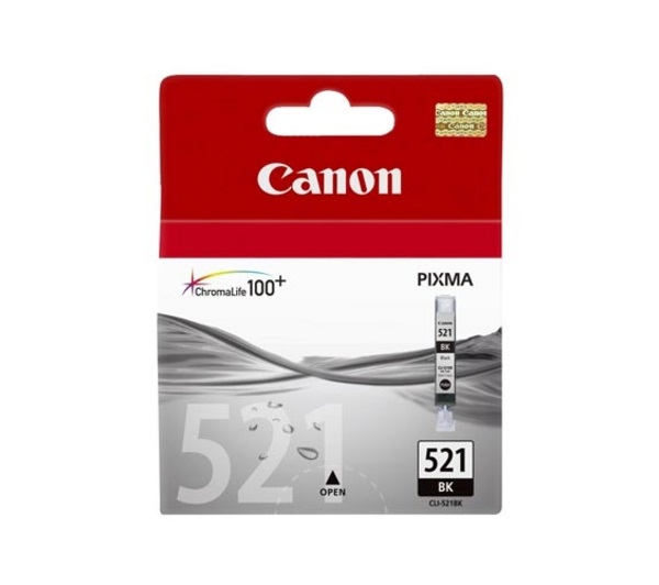 Canon CLI-521 BK Cartuccia d'Inchiostro Originale Nero - Inchiostro a base di pigmento, 9ml, ~665 pagine, Compatibile con stampanti PIXMA