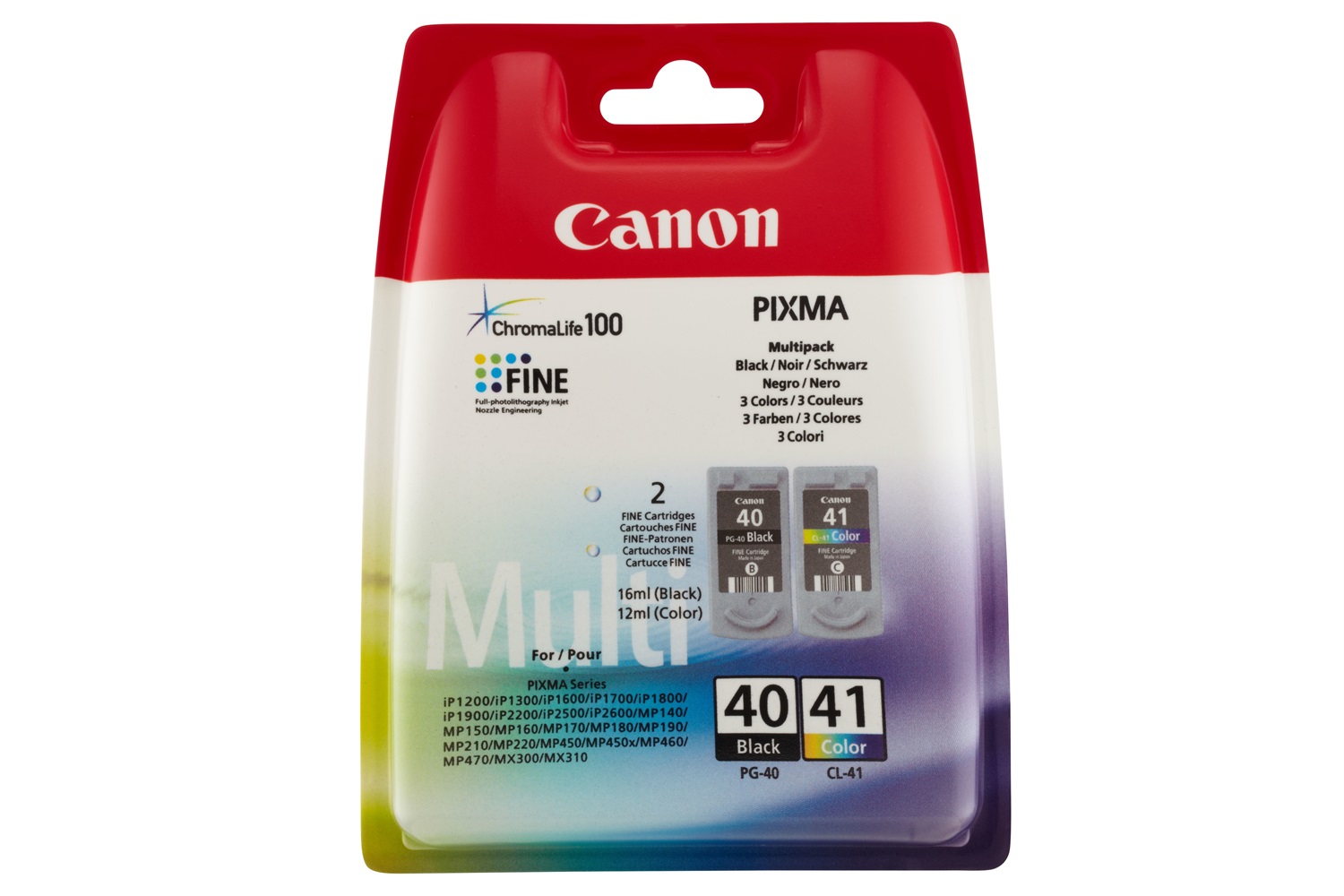 Canon Cartuccia d'inchiostro Multipack PG-40/CL-41 - Nero, Ciano, Magenta, Giallo - Inchiostro a base di pigmento - 2 pz