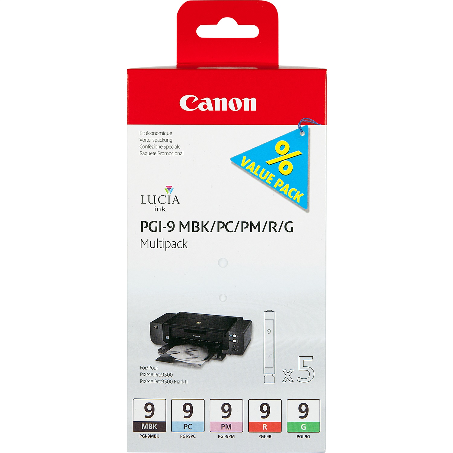 Canon Cartucce d'inchiostro Multipack PGI-9 - 5 pz (Nero, Ciano, Magenta, Rosso, Verde) - Resa Standard