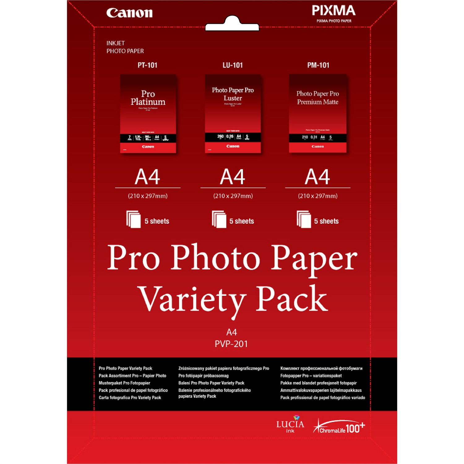 Canon Carta Fotografica PVP-201 A4 - Confezione da 15 Fogli, Compatibile con Stampanti Laser e Inkjet