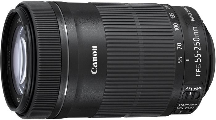 Canon EF-S 55-250mm f/4-5.6 IS STM - Teleobiettivo con Paraluce e Panno per Obiettivo