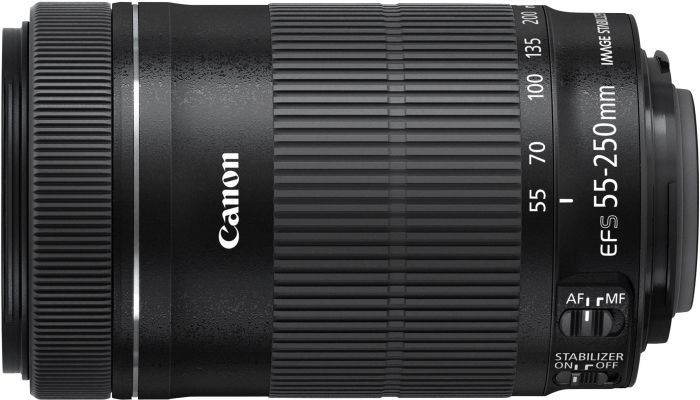 Canon EF-S 55-250mm f/4-5.6 IS STM - Teleobiettivo con Paraluce e Panno per Obiettivo