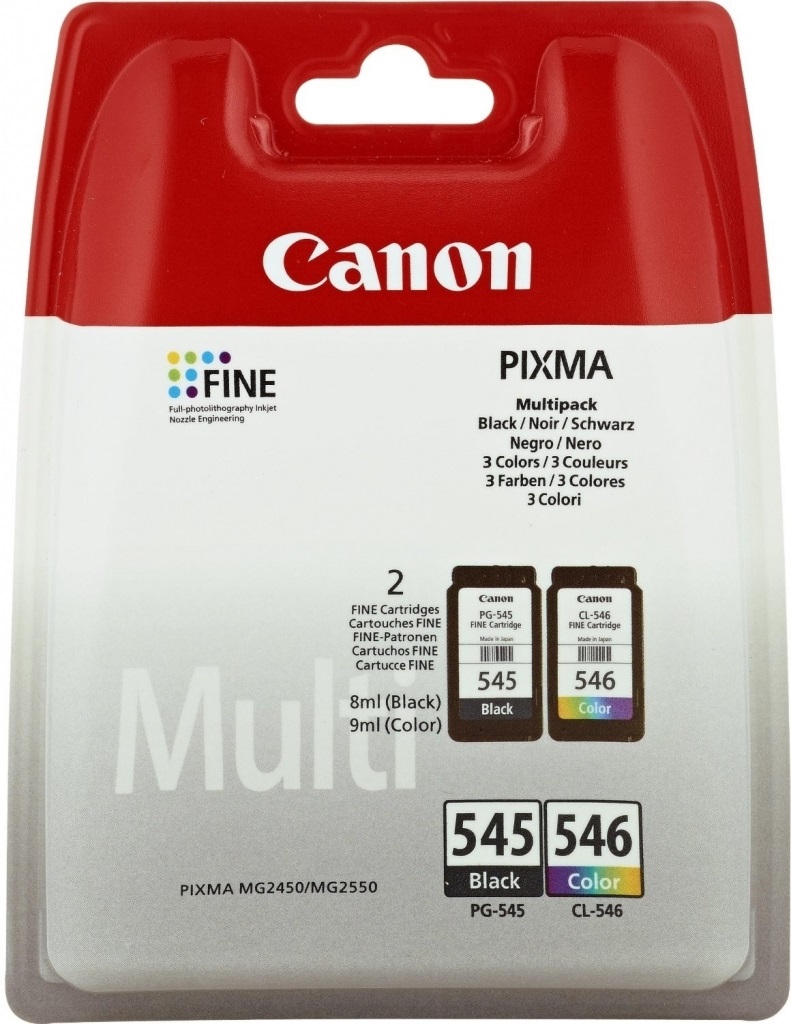 Canon PG-545XL/CL-546XL Cartuccia d'Inchiostro Originale Multipack 2 pz - Nero, Ciano, Giallo, Magenta 50 fogli GP-501