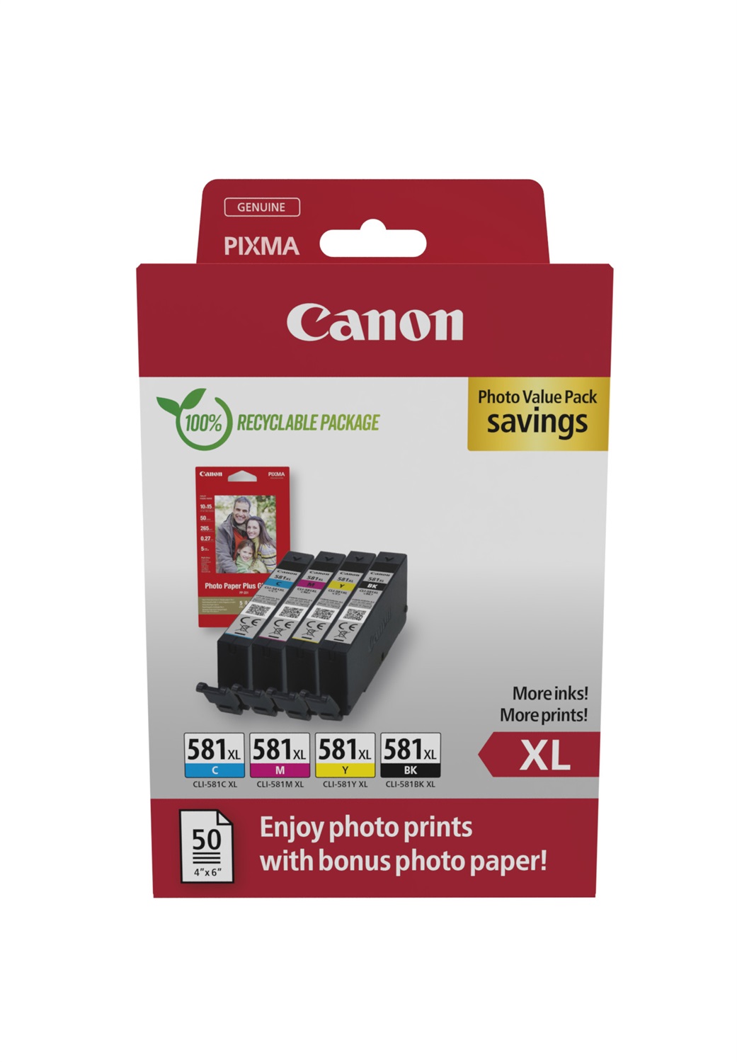 Canon 2052C006 Cartuccia d'Inchiostro 4 pz Originale Resa Elevata (XL) Nero, Ciano, Magenta, Giallo - 8,3 ml per Colore