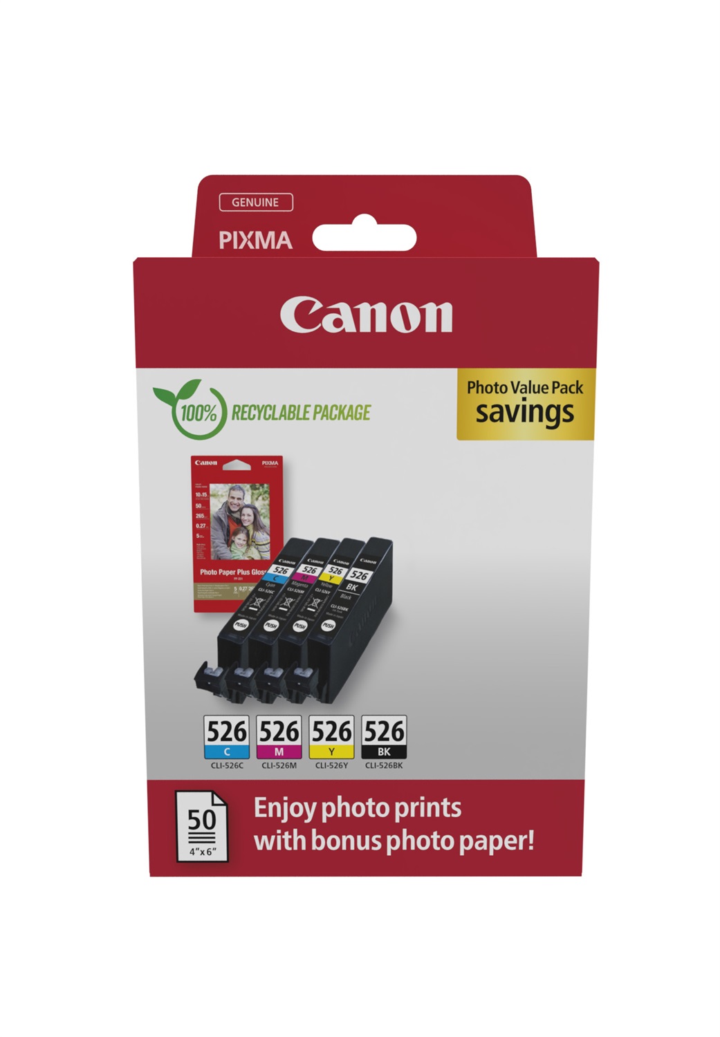 Canon 4540B019 Cartuccia d'Inchiostro Originale 4 pz - Nero, Ciano, Magenta, Giallo, 9 ml, Confezione di Qualità per Foto