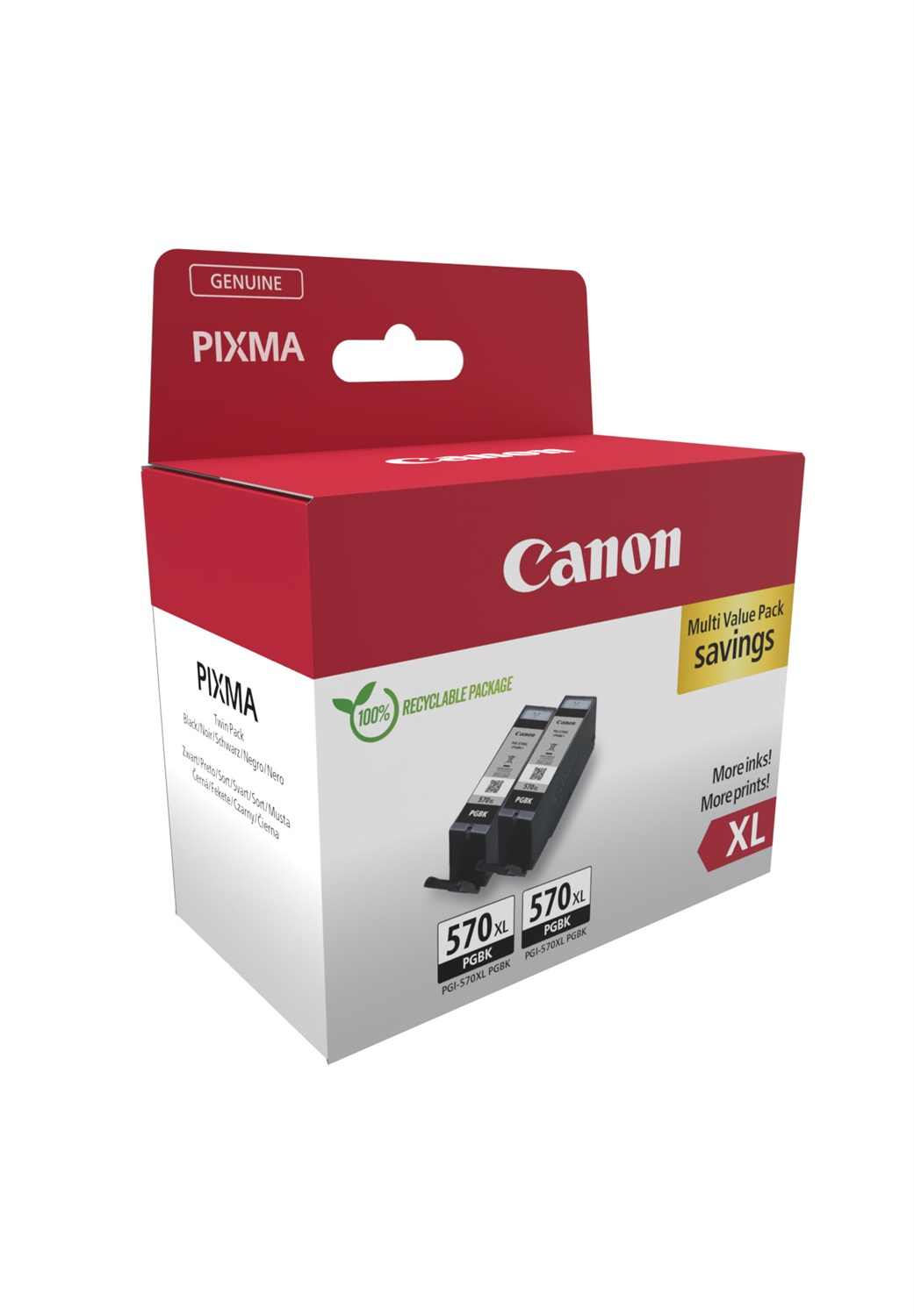 Canon 0318C010 Cartuccia d'Inchiostro Resa Elevata (XL) Nero - Doppia Confezione da 2 pz, Capacità 22ml