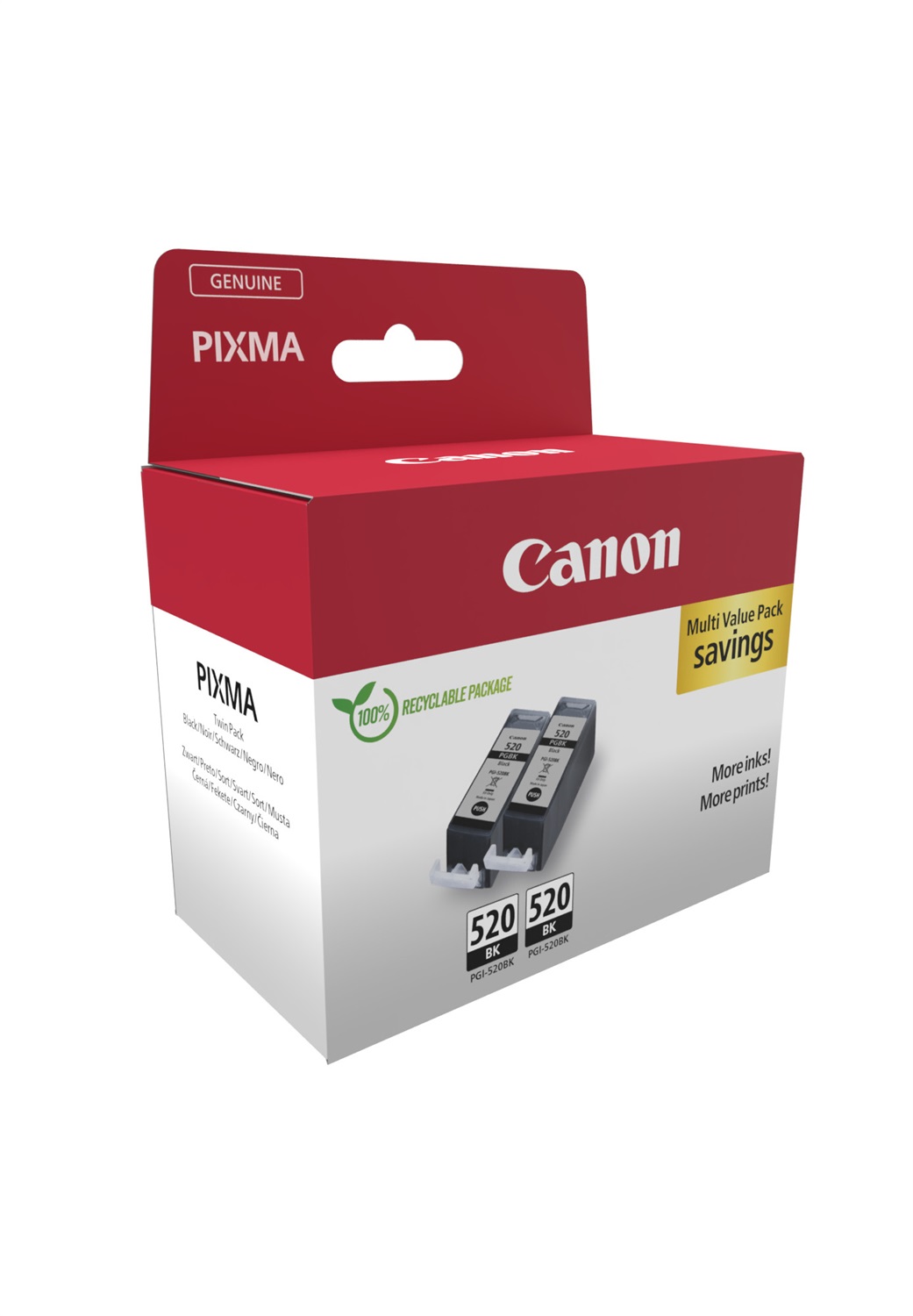 Canon 2932B019 Cartuccia d'Inchiostro Originale Nero - Doppia Confezione 2 pz PGI-520