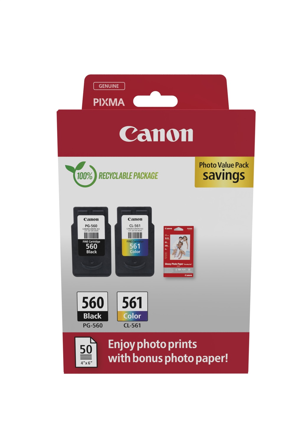 Canon 3713C008 Cartuccia d'Inchiostro Multipack 2 pz Originale Nero, Ciano, Magenta, Giallo - Confezione di Qualità per Foto
