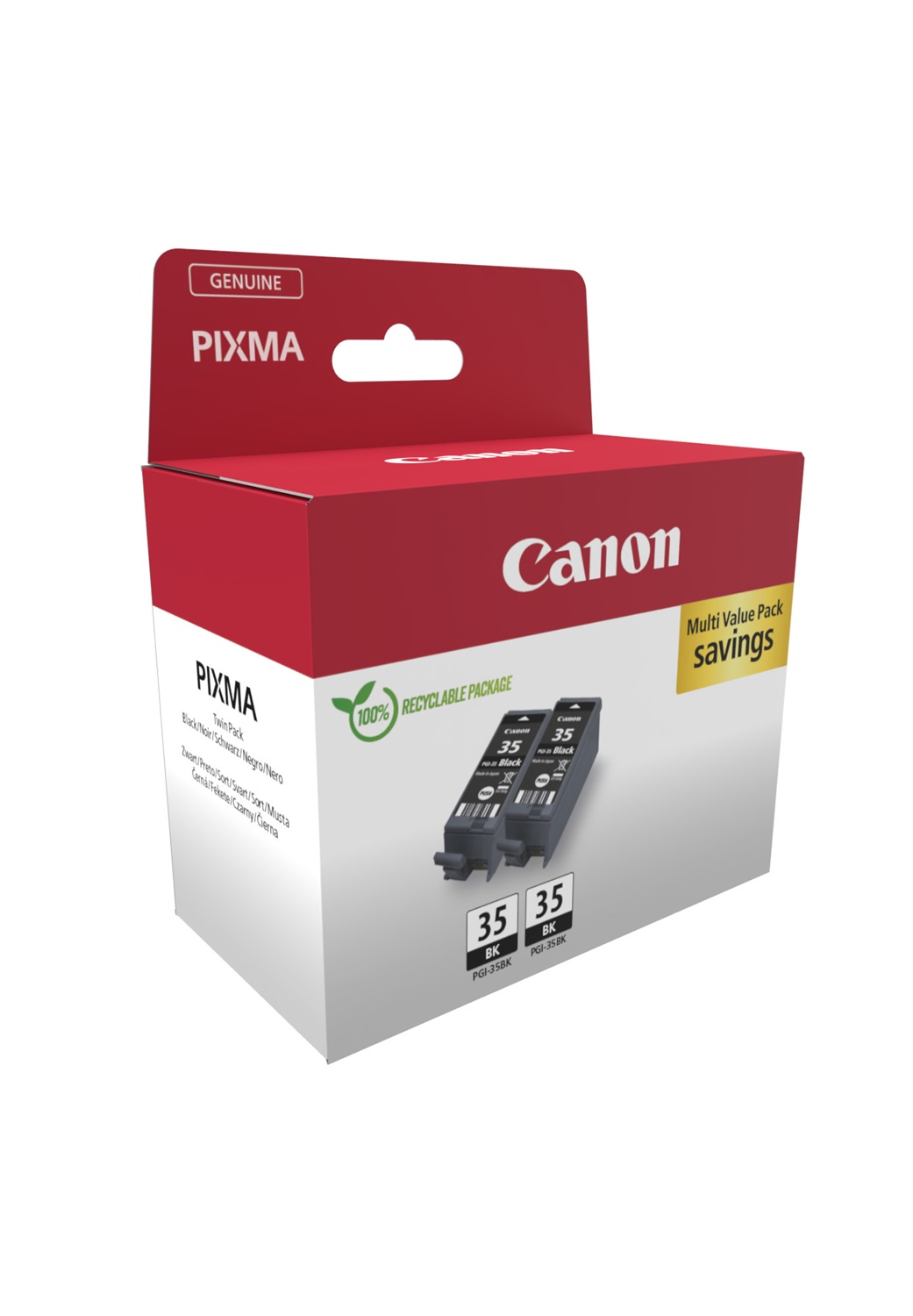 Canon 1509B029 Cartuccia d'Inchiostro Originale Nero PGI-35BK - Doppia Confezione 2 pz, Resa 382 Pagine