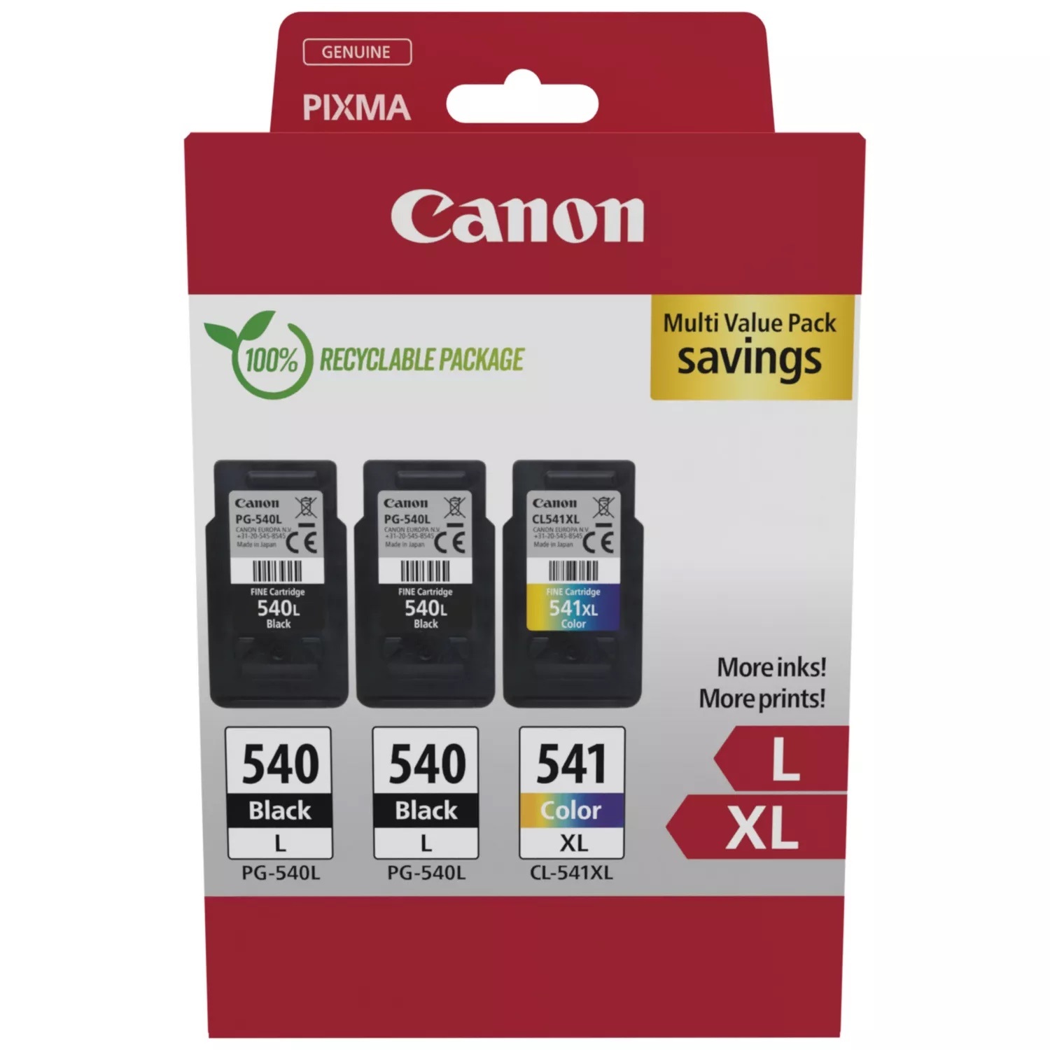 Canon 5224B017 Cartuccia d'Inchiostro Multipack Originale PG-540L x2 e CL-541XL - Nero, Ciano, Magenta, Giallo - ~700 Pagine