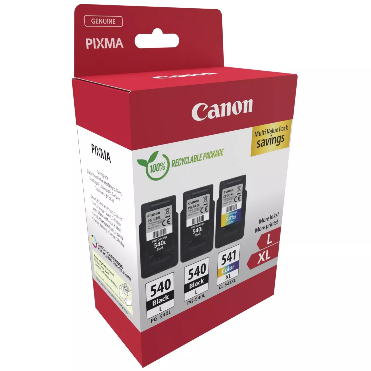 Canon 5224B017 Cartuccia d'Inchiostro Multipack Originale PG-540L x2 e CL-541XL - Nero, Ciano, Magenta, Giallo - ~700 Pagine