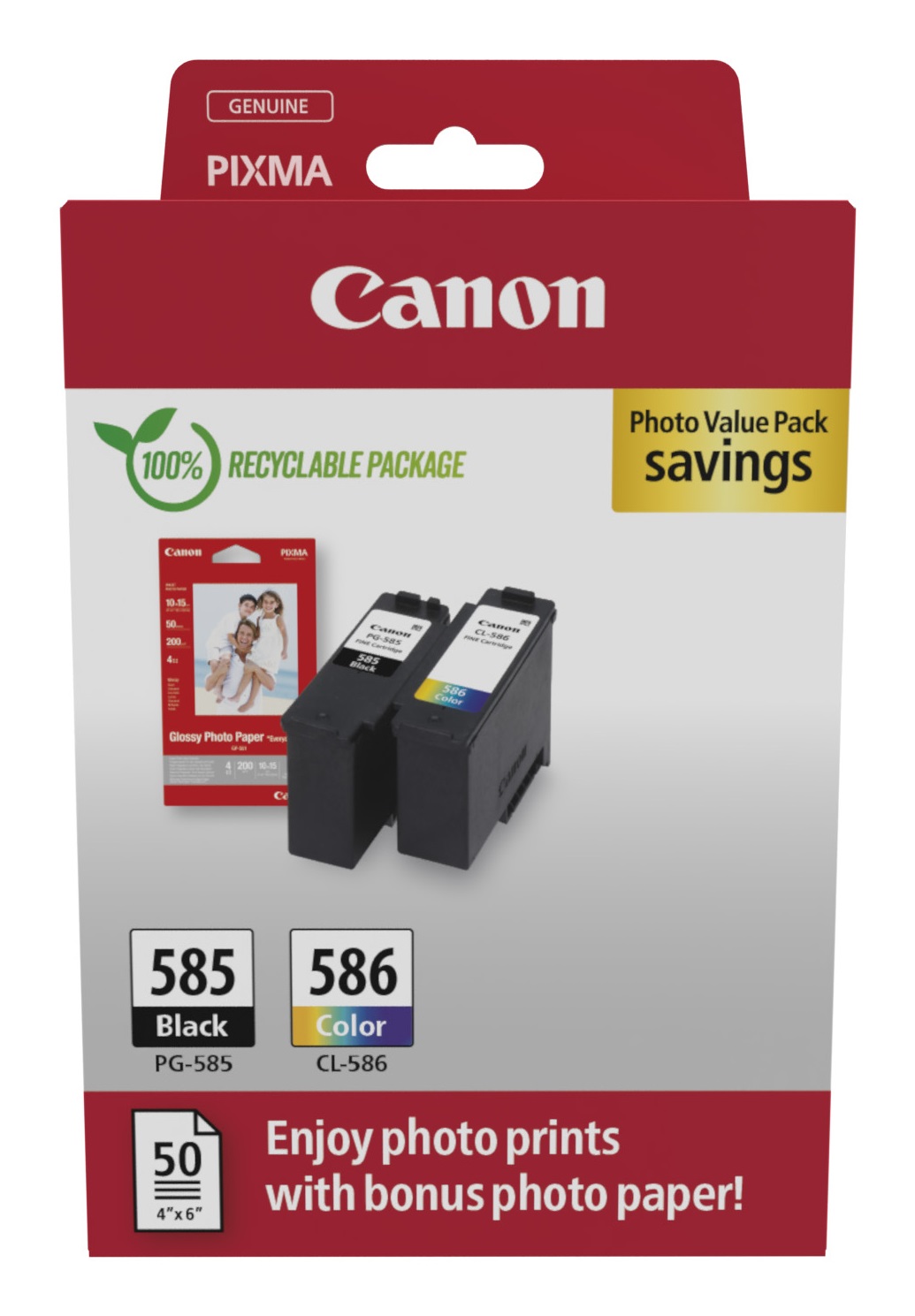 Canon PG-585/CL-586 PVP Cartuccia d'Inchiostro 2 pz Originale - Nero, Ciano, Magenta, Giallo