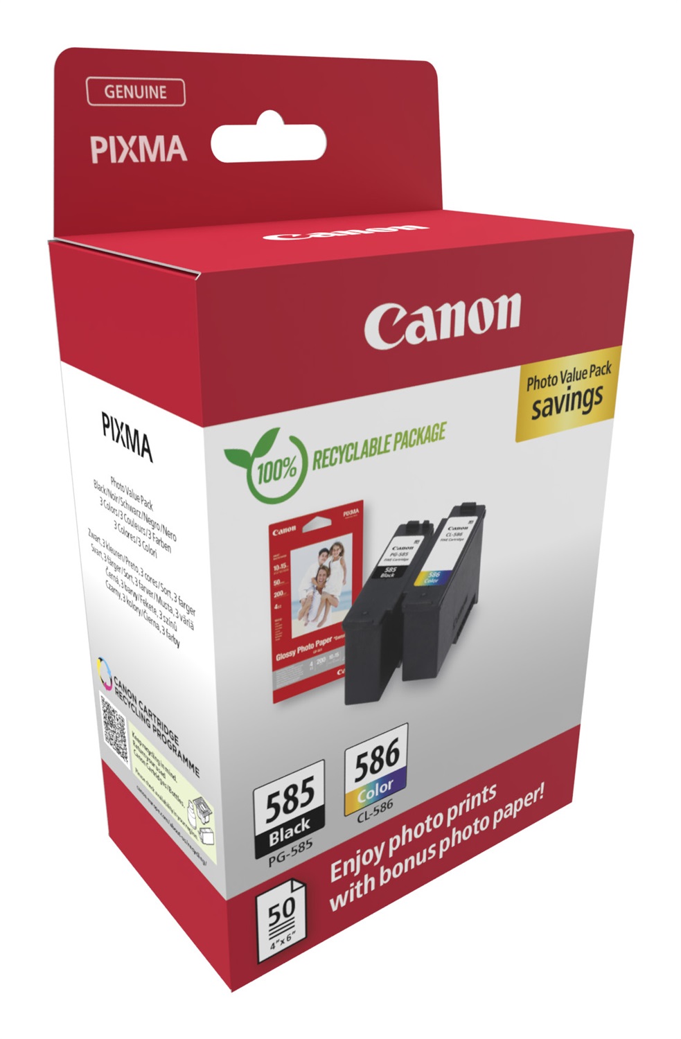 Canon PG-585/CL-586 PVP Cartuccia d'Inchiostro 2 pz Originale - Nero, Ciano, Magenta, Giallo
