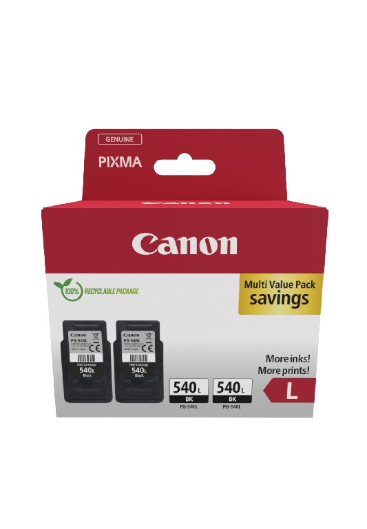 Canon PG-540L Cartuccia d'Inchiostro Originale High Yield Nero - Confezione Doppia da 2 Pz, Fino a 600 Pagine