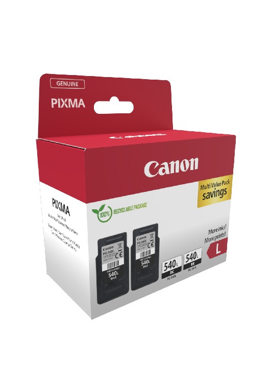 Canon PG-540L Cartuccia d'Inchiostro Originale High Yield Nero - Confezione Doppia da 2 Pz, Fino a 600 Pagine