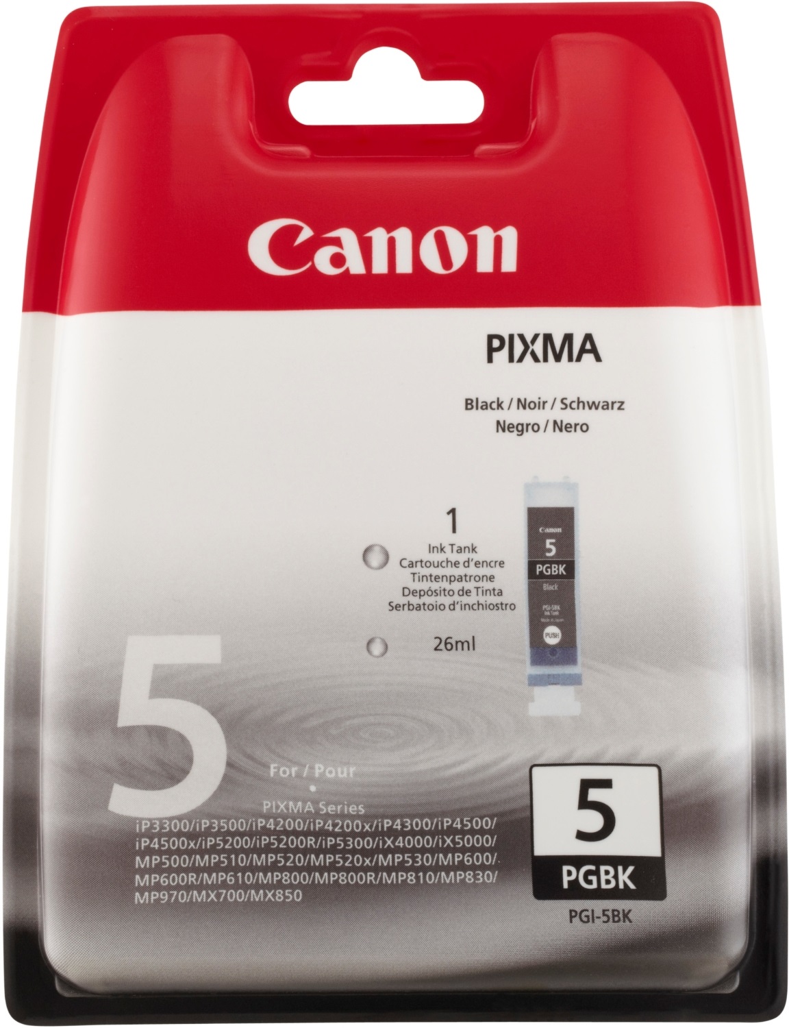 Canon PGI-5BK Cartuccia d'Inchiostro Nero Originale 26ml - Resa Media 360 Pagine - Compatibile con Stampanti Canon