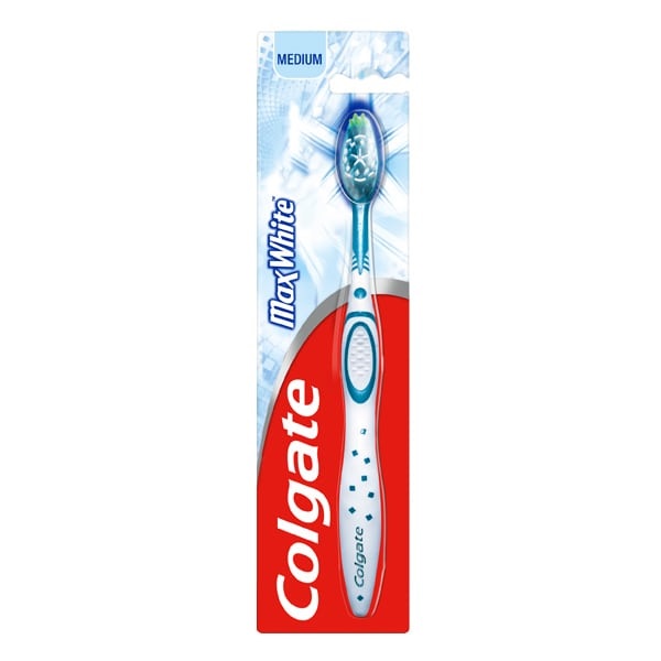 Colgate Max White Spazzolino da Denti Medio Blu e Bianco per Adulti