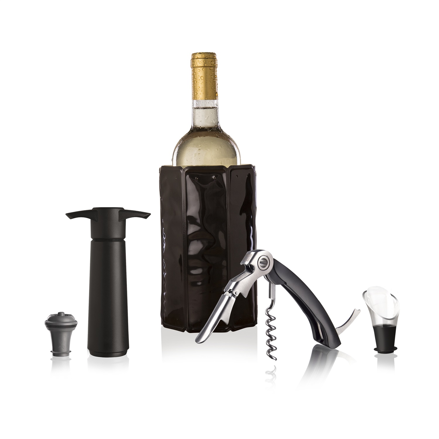 Vacu Vin Set Wine Original 5 Pezzi - Cavatappi, Raffreddatore, Tappo per Versare e Pompa per Vuoto