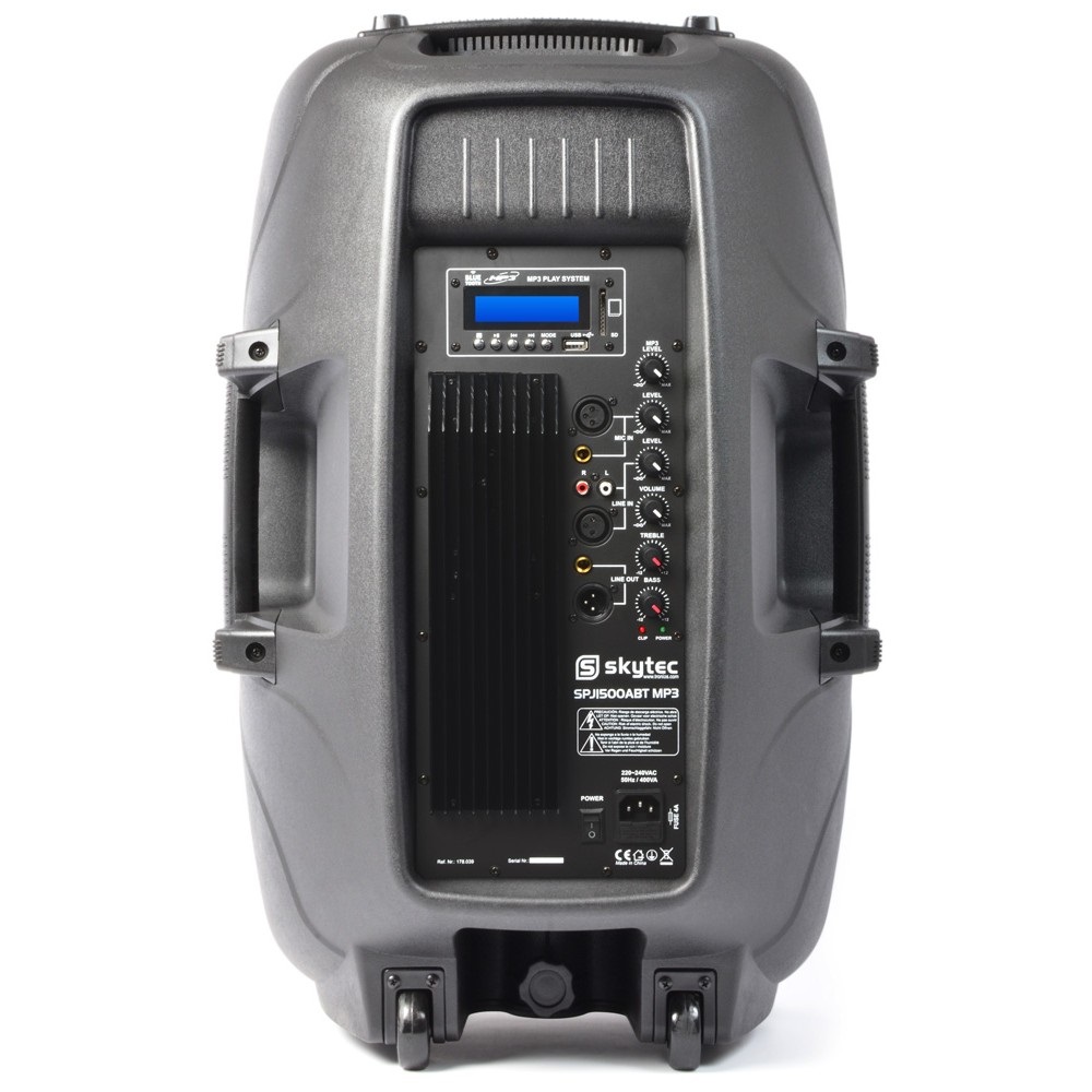 Vonyx SPJ-1500ABT Altoparlante Attivo 800W con Bluetooth, Woofer da 15 Pollici, Cassa PA Professionale in ABS, Libera Installazione, Nero