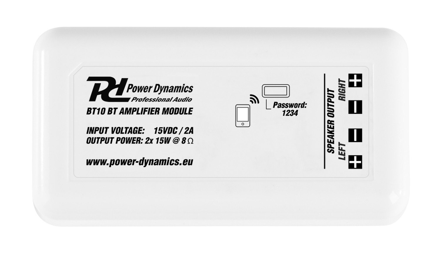 Power Dynamics BT10 - Amplificatore da incasso Bluetooth 2 x 15 W, compatibile con diffusori a bassa impedenza