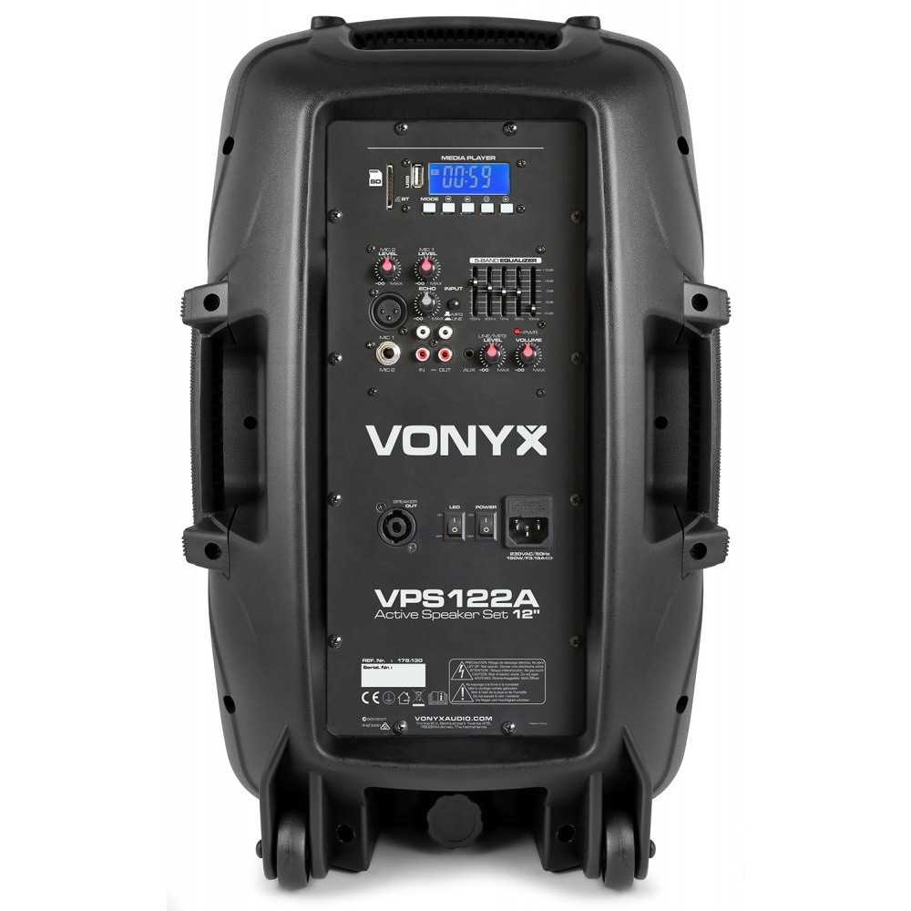 Vonyx VPS122A Impianto Audio Attivo 800W con Casse Amplificate da 12