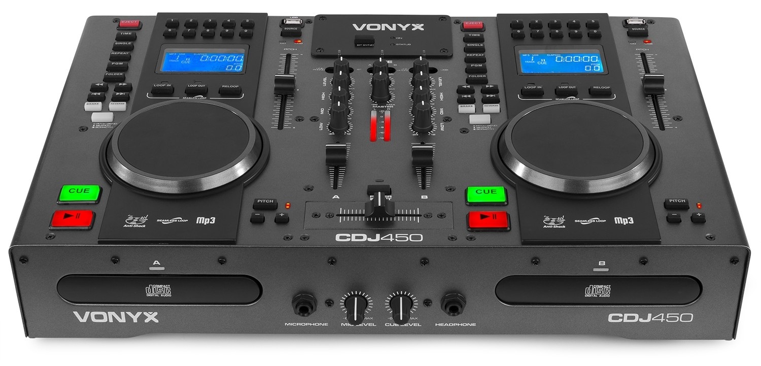 Vonyx CDJ450 DJ Workstation - Lettori CD/MP3 con Bluetooth, 2 Porte USB, Mixer a 2 Canali