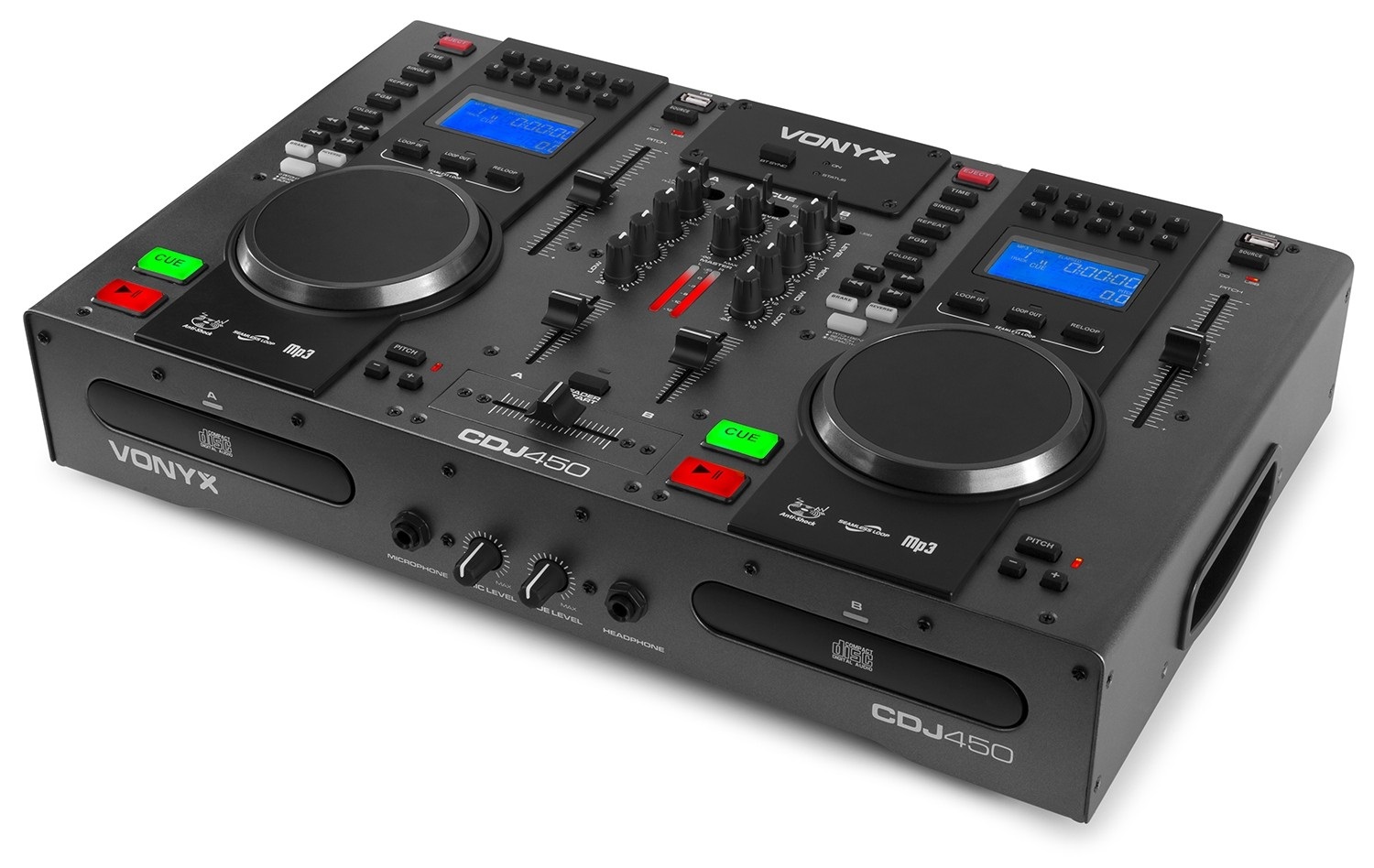 Vonyx CDJ450 DJ Workstation - Lettori CD/MP3 con Bluetooth, 2 Porte USB, Mixer a 2 Canali