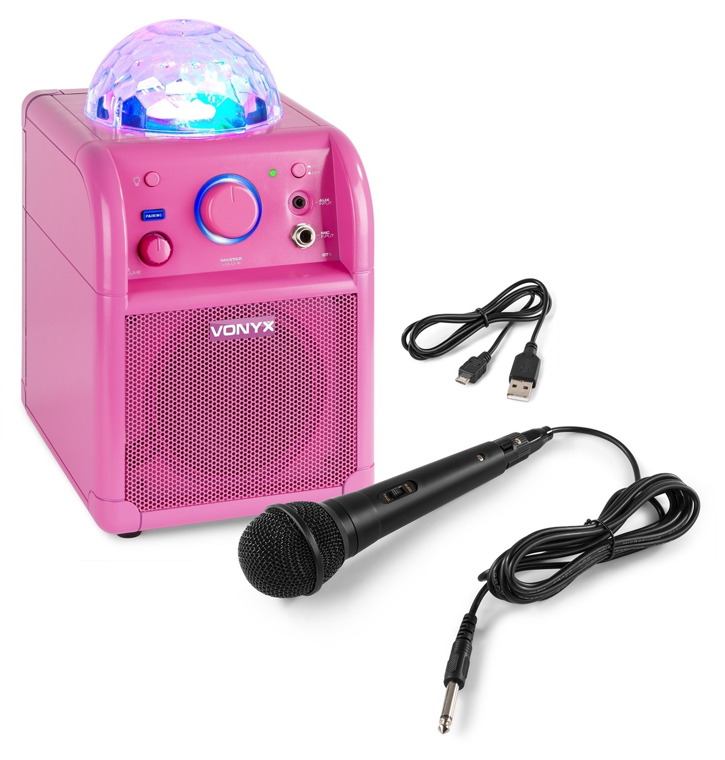 VONYX SBS50P - Altoparlante Karaoke Bluetooth con Microfono e Luci LED, Potenza 50W