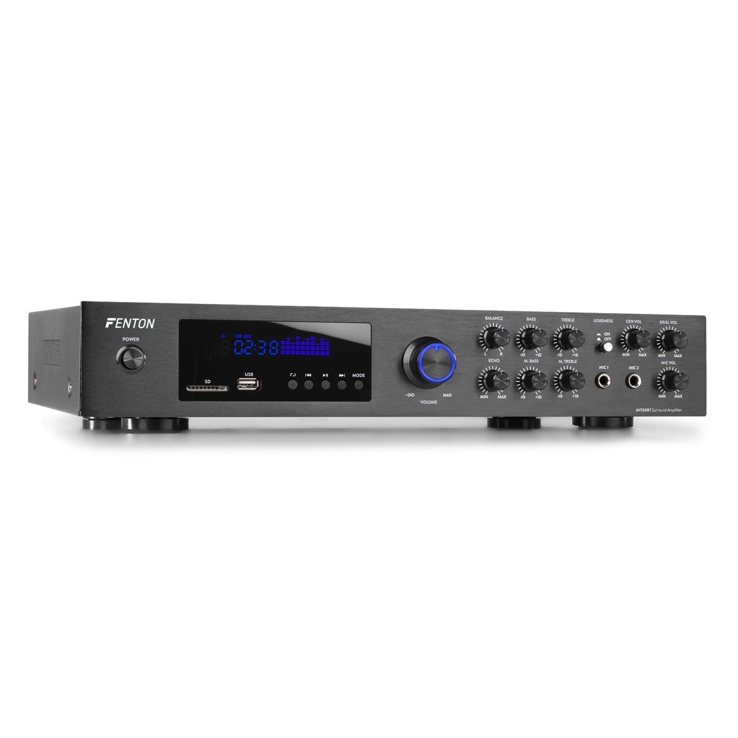 Fenton AV550BT Amplificatore Surround 5.1 con Bluetooth, Radio FM, USB e Karaoke - 320W