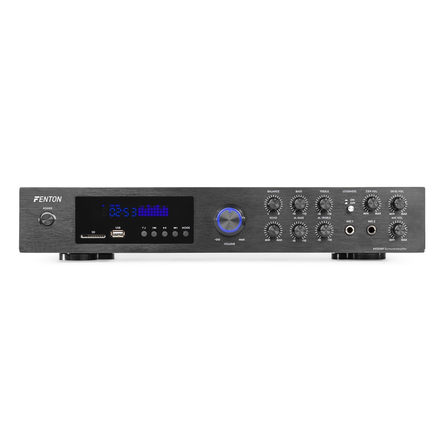 Fenton AV550BT Amplificatore Surround 5.1 con Bluetooth, Radio FM, USB e Karaoke - 320W