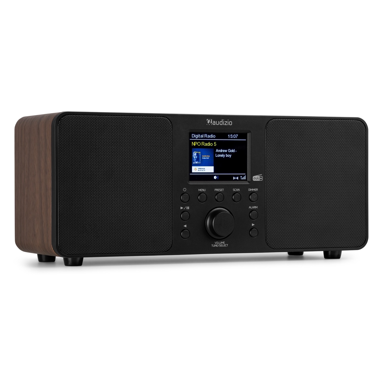 Audizio Genua DAB Radio Bluetooth - Stereo DAB Plus con Telecomando, 60 Slot di Memoria, Auto Scan, Line-Out e USB, Design Moderno in Legno