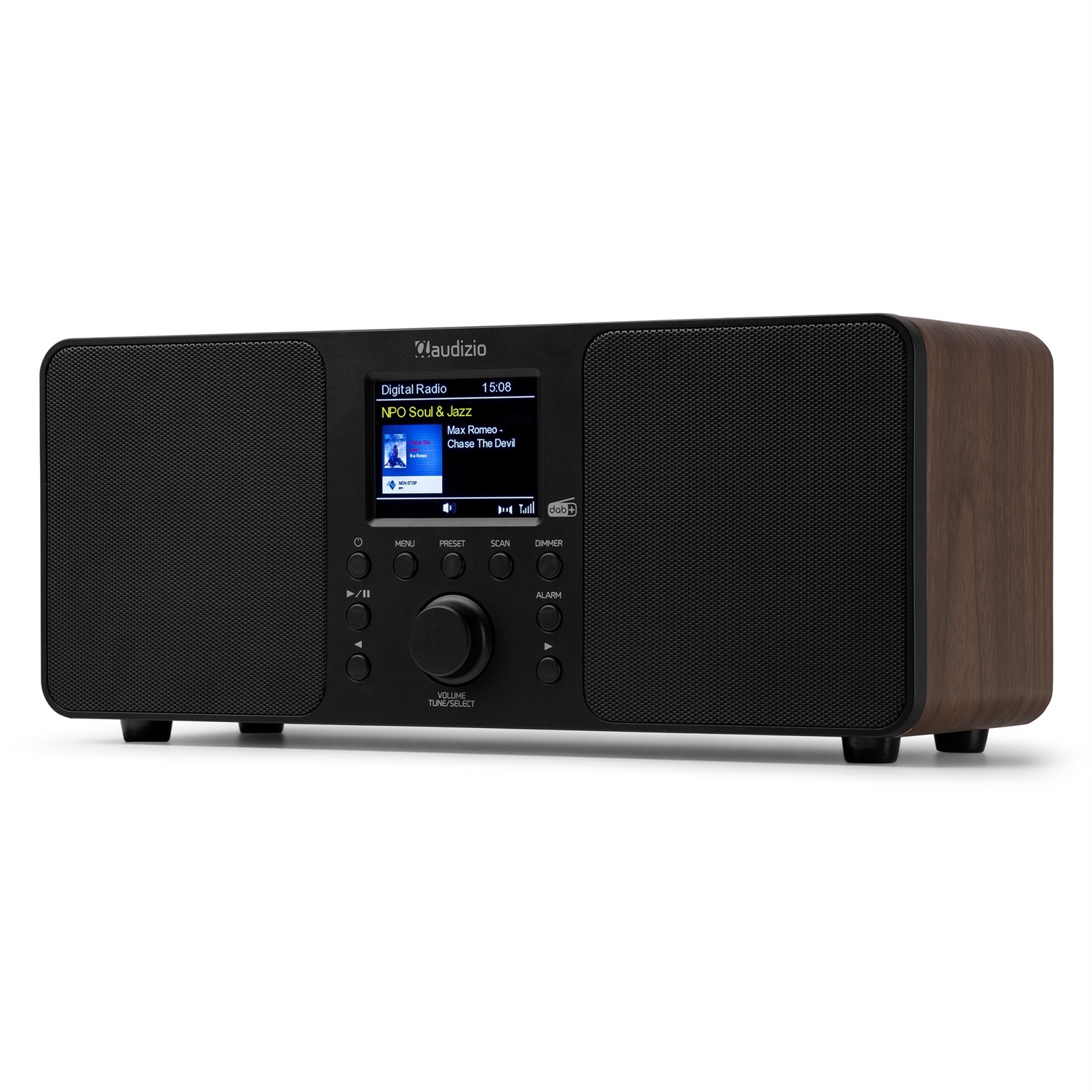 Audizio Genua DAB Radio Bluetooth - Stereo DAB Plus con Telecomando, 60 Slot di Memoria, Auto Scan, Line-Out e USB, Design Moderno in Legno