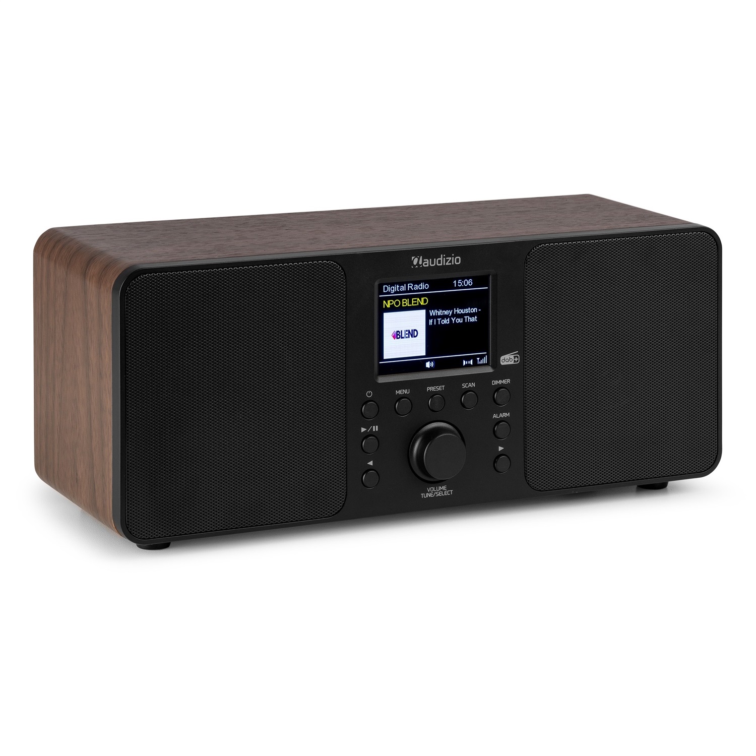 Audizio Genua DAB Radio Bluetooth - Stereo DAB Plus con Telecomando, 60 Slot di Memoria, Auto Scan, Line-Out e USB, Design Moderno in Legno