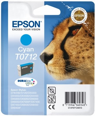 Epson T0712 Cartuccia di Inchiostro Ciano DURABrite Ultra Ink - 5,5 ml, 345 Pagine