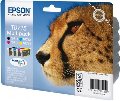 Epson Multipack 4 Colori C13T07154012 - Nero, Ciano, Magenta, Giallo, Resa Standard, 4 Cartucce (7,4 ml 3x5,5 ml)
